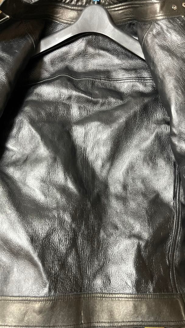 GUCCIブラックレザー 切り替え シングルライダースジャケット!