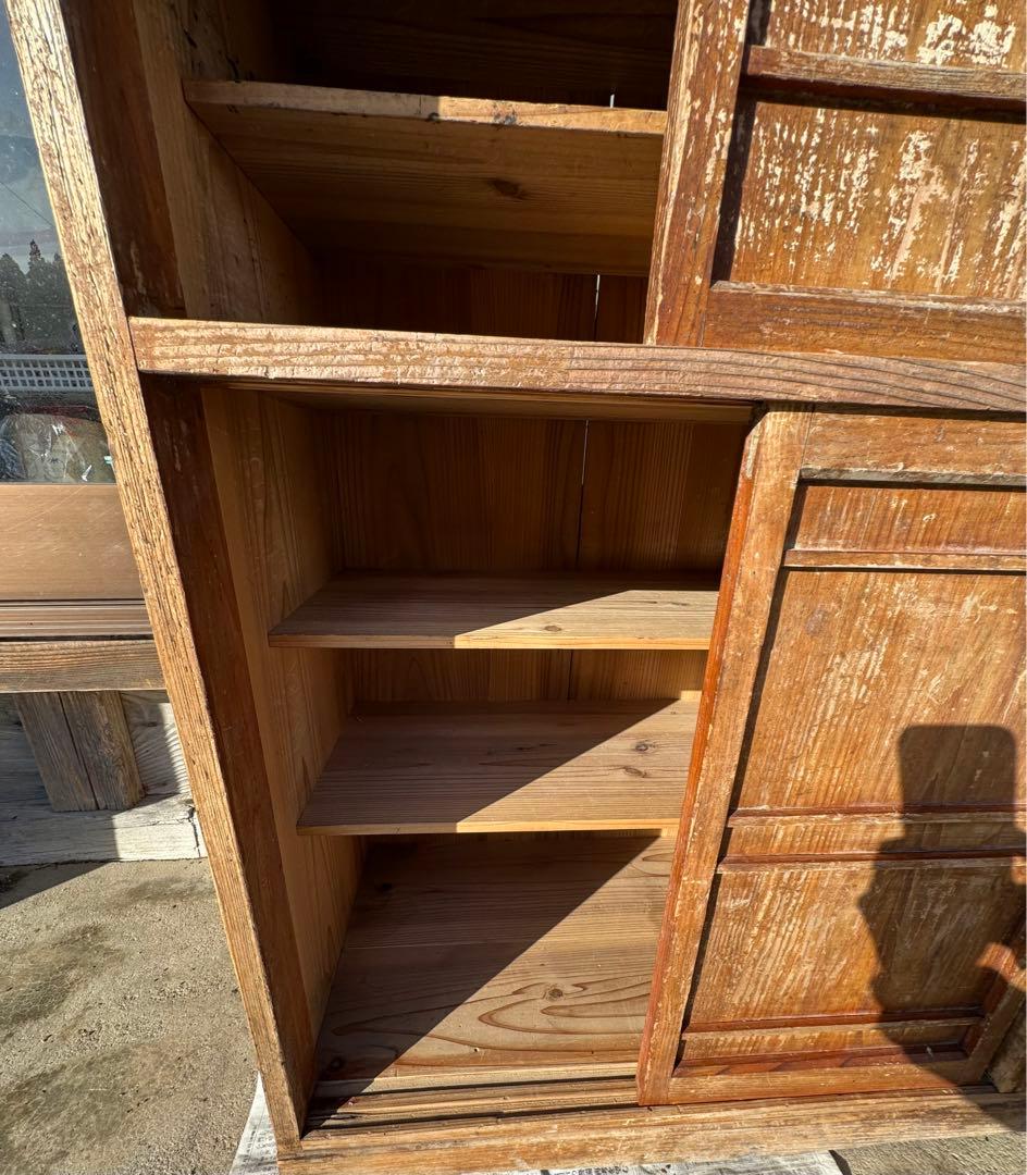 ◎昭和レトロ 古家具 木製下駄箱◎引戸キャビネット ヴィンテージ 古民家◎