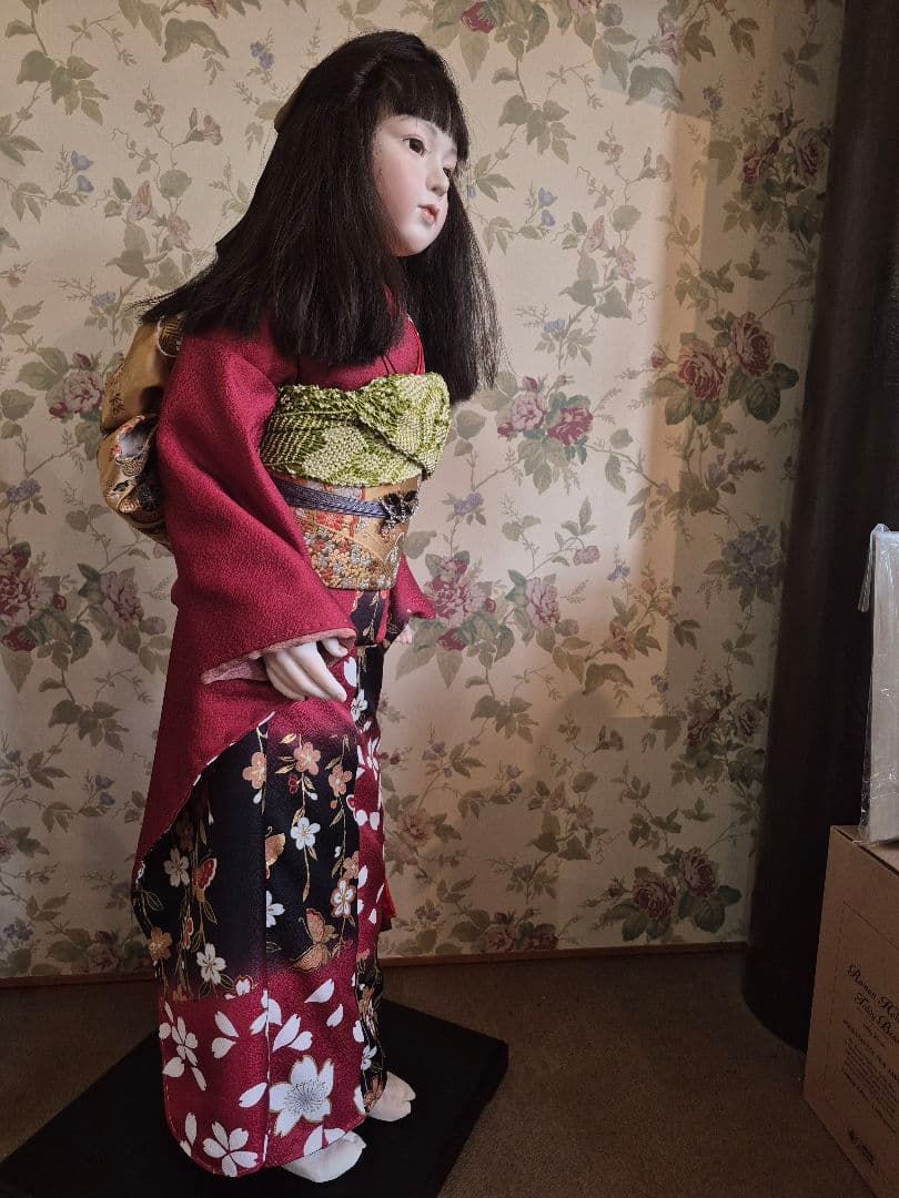 三輪輝子作 姫扇 ビスクドール 創作人形 スタンド 保証書付き