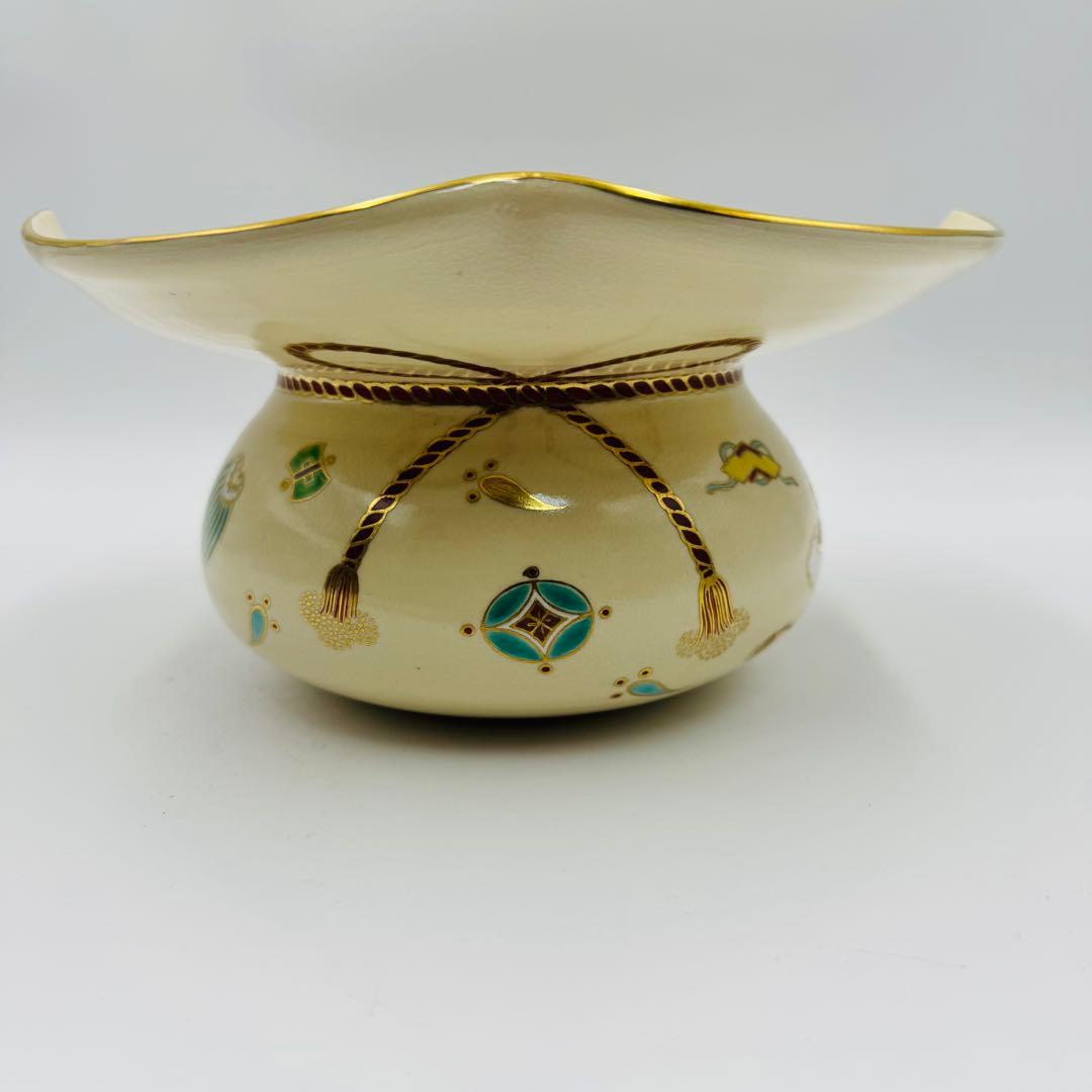 【桂山造　色絵宝蓋　袋形水指　茶道具　共箱】骨董　アンティーク　インテリア