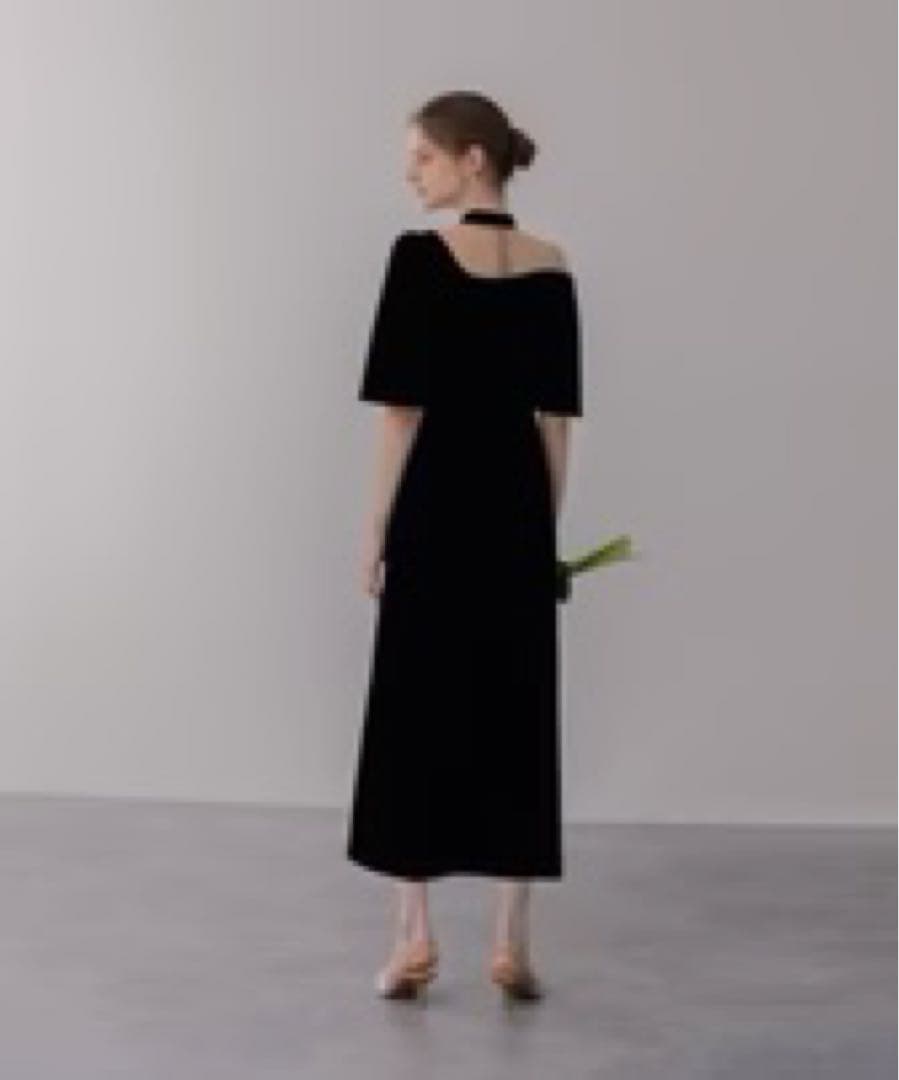 LEJA シアースパンコールベロアIラインワンピースドレス