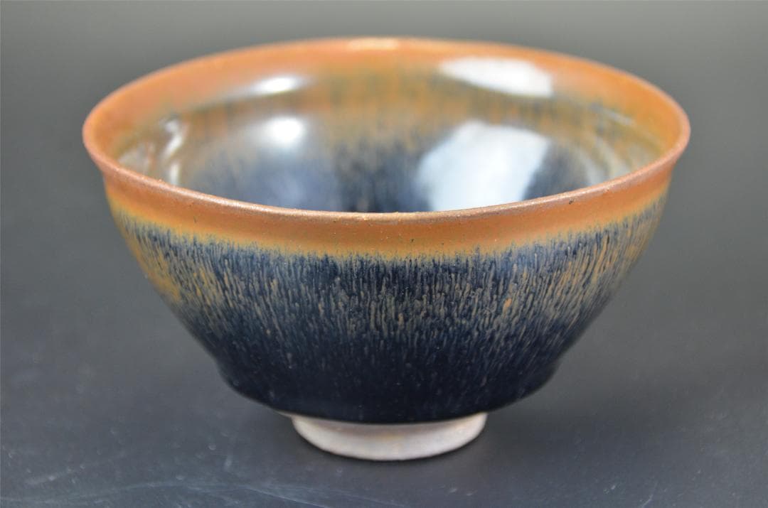 宋代 油滴天目 建窯兔毫窯変天目茶碗/中国古玩・唐物・禾目天目 茶道具