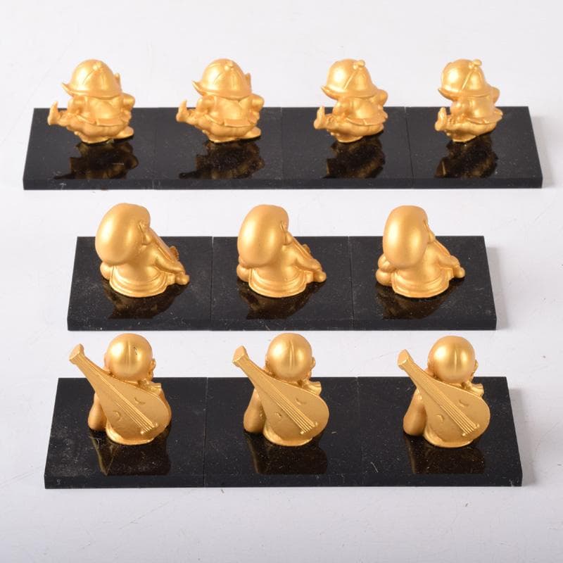 銅塗金　七福神　縁起物　置物　25体まとめて　ケース付　M　7306