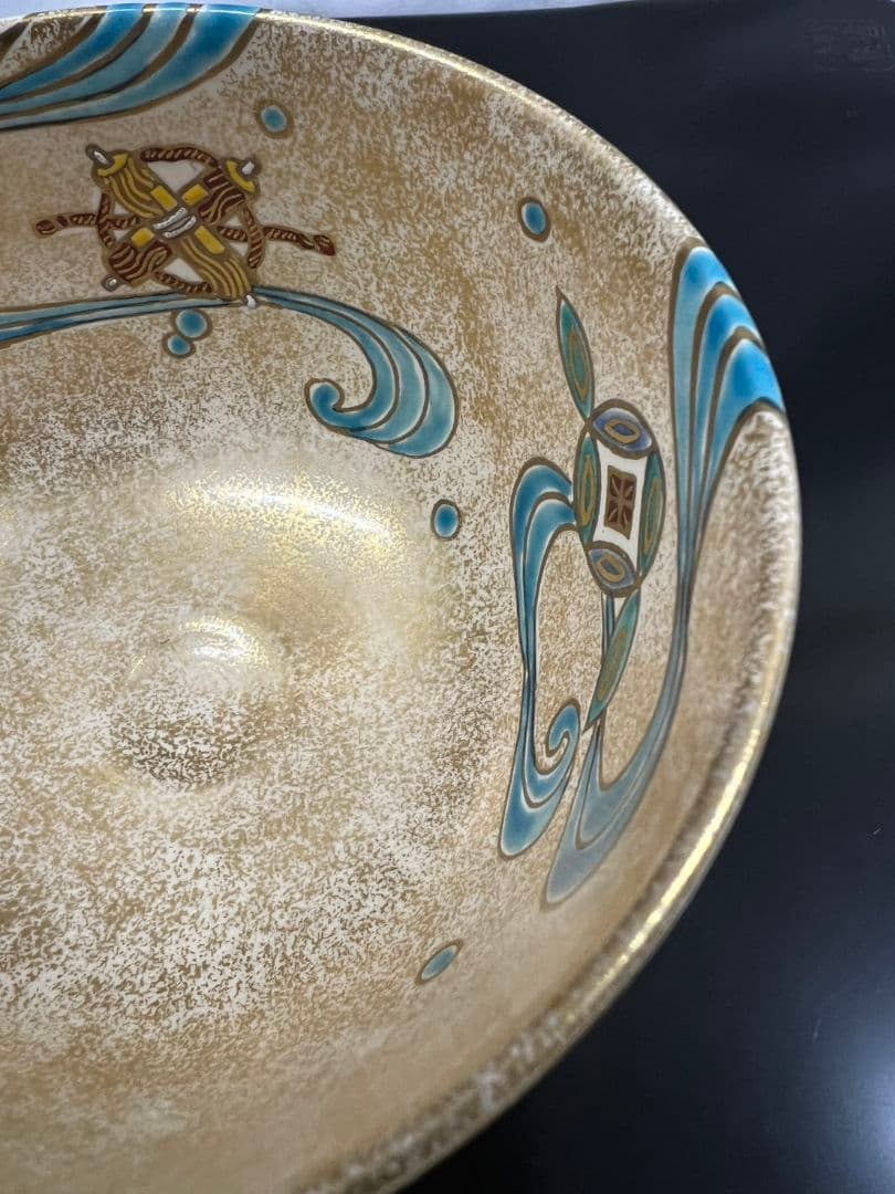 西村利峰作京焼金砂子貝合絵流水茶碗共箱茶道具