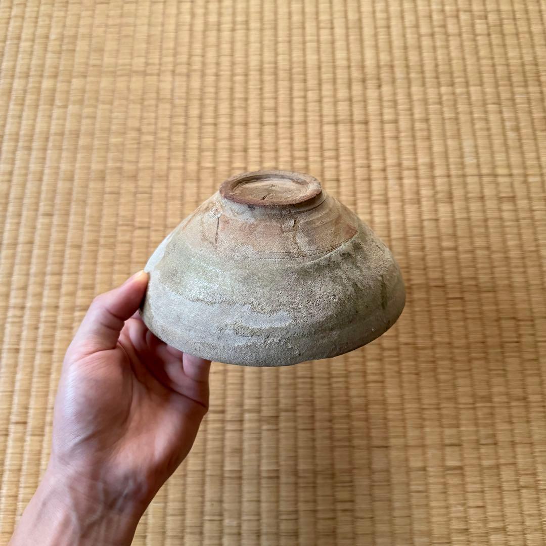 古瀬戸 灰釉 平茶碗 室町時代 山茶碗 茶道具 茶器 陶片 古美術