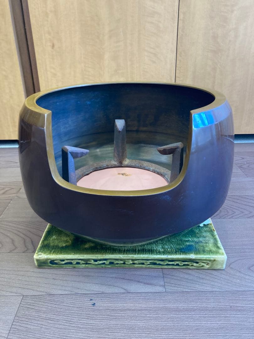 唐銅風炉 五徳 底瓦 織部敷瓦 箱付 茶道具 釜 茶釜 茶道具】般若勘渓作 百陀釜添 唐銅鳳凰風炉（桐箱） : 茶道具 銘茶 左