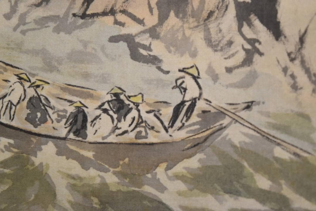 真作】池田渓仙/白雲鐘聲之図/川下り図/山水図/掛軸/名家