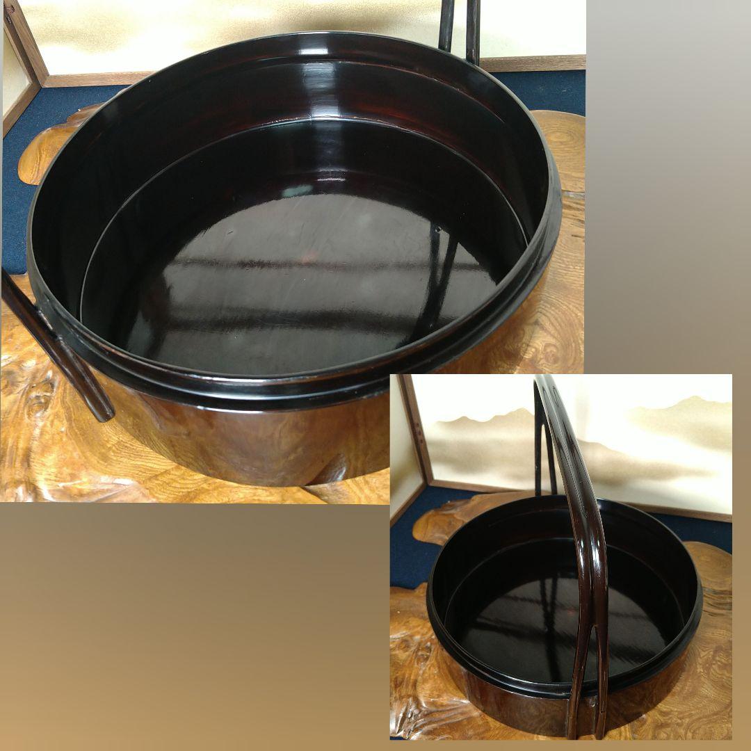 AC74 茶櫃 手付茶びつ 春図 漆絵 梅 うぐいす木製漆 アンティーク 木箱入