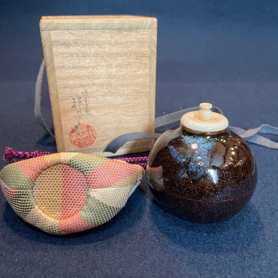 茶道具「京焼」清閑寺窯【杉田 祥平】(造)『国司茄子 茶入』共箱