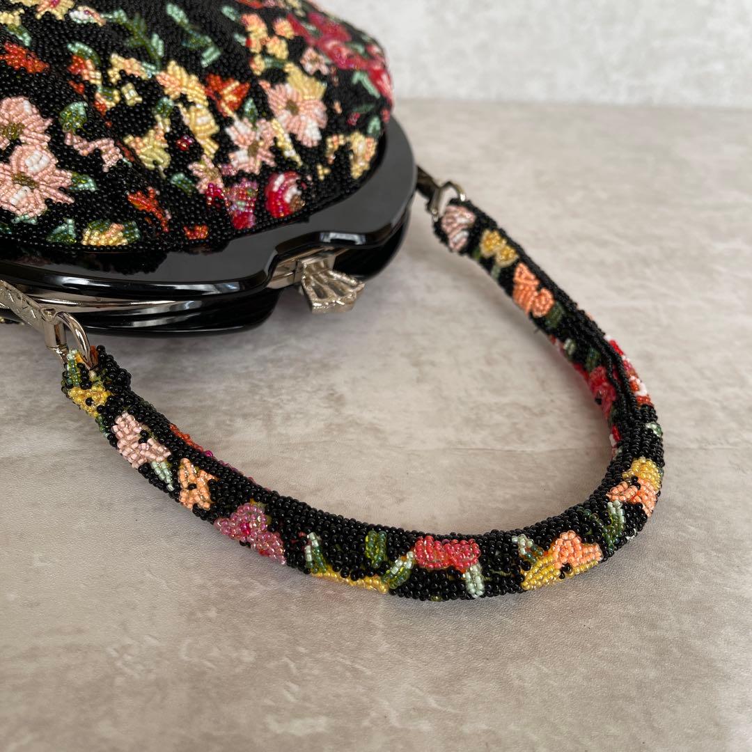 ⭐️一点物⭐️ 総ビーズバッグ 和装 手刺繍 総柄 花柄 がま口 着物 成人式