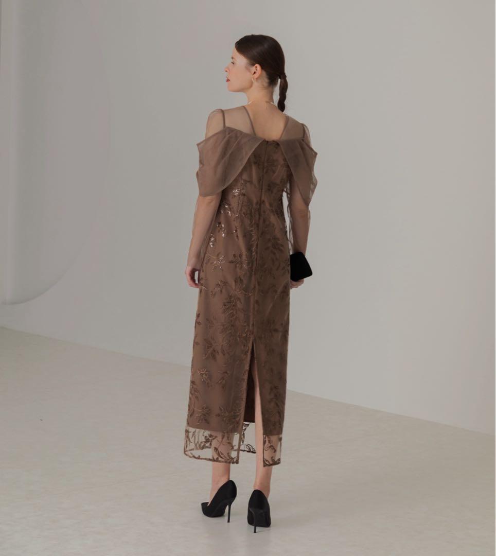 【LEJA】チュールロングスリーブリーフIラインドレスワンピース