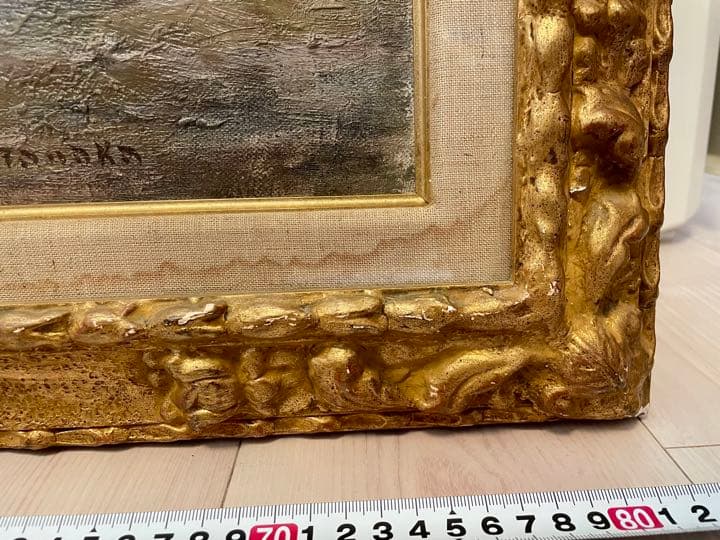 田中修 サンジェニイエスの古い塀 油絵15号 新制作会員 物故画家