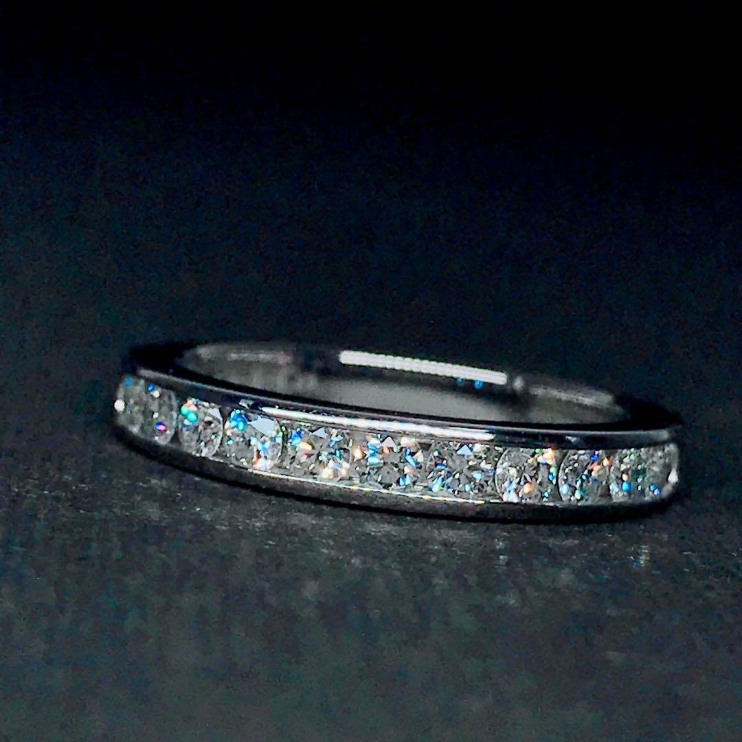 ティファニー チャネル ハーフエタニティ ダイヤモンドリング PT950 10号