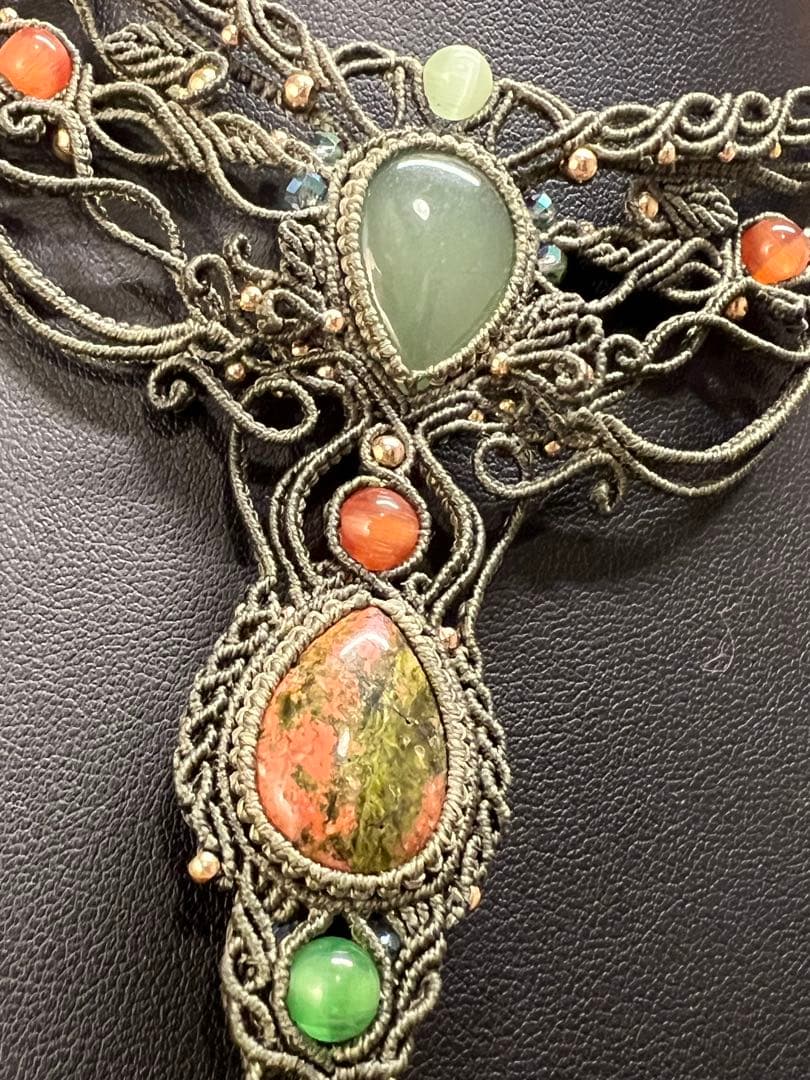 handmade_Luna】マクラメ× アベンチュリン ユナカイト ネックレス-限定入荷