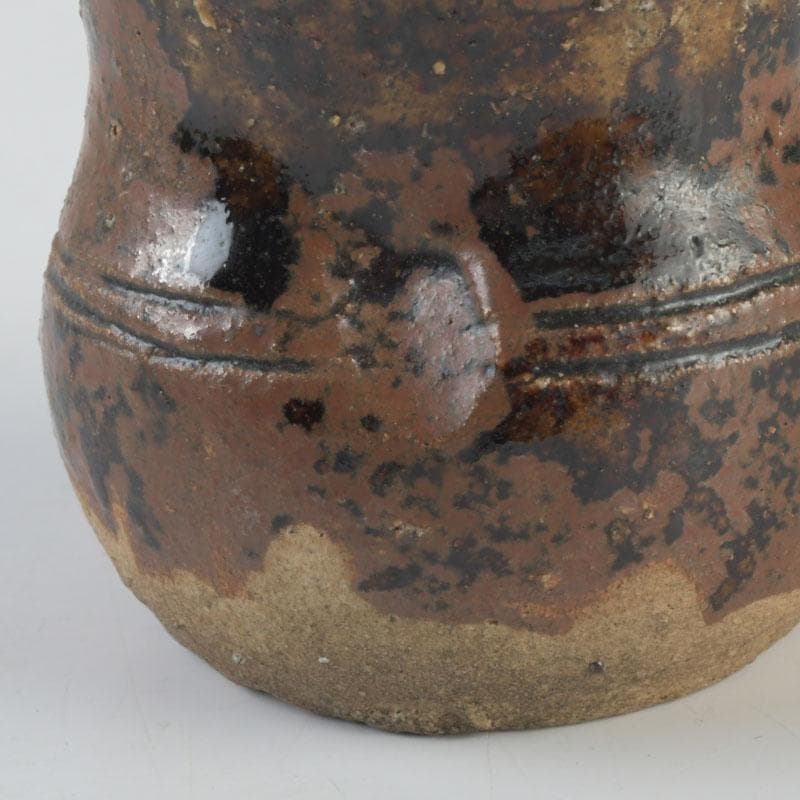 茶道具 萩焼 野坂江月作 耳付瓢形 茶入 仕覆付 森山