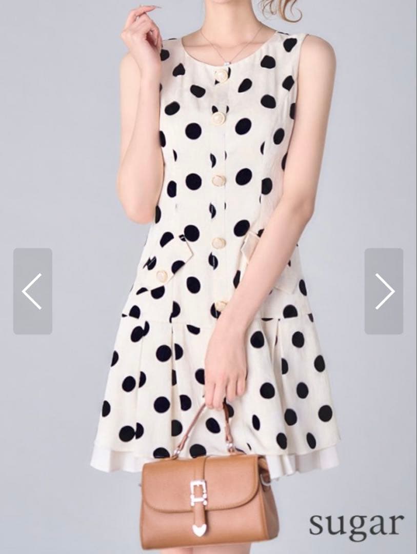 エルケイドレス　ドット柄フレアドレス