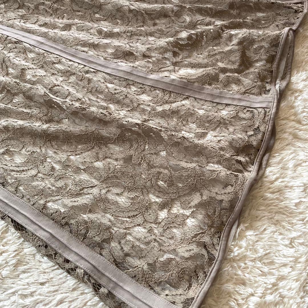 【美品 大きいサイズ12】タダシショージ 総レース ピンタック ロングドレス