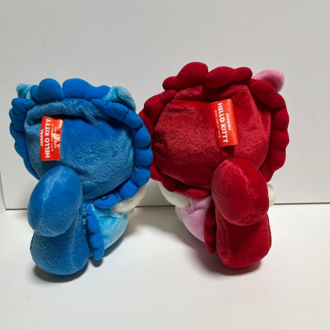 ハローキティ ぬいぐるみセット 沖縄 シーサー ブルー&ピンク サンリオ