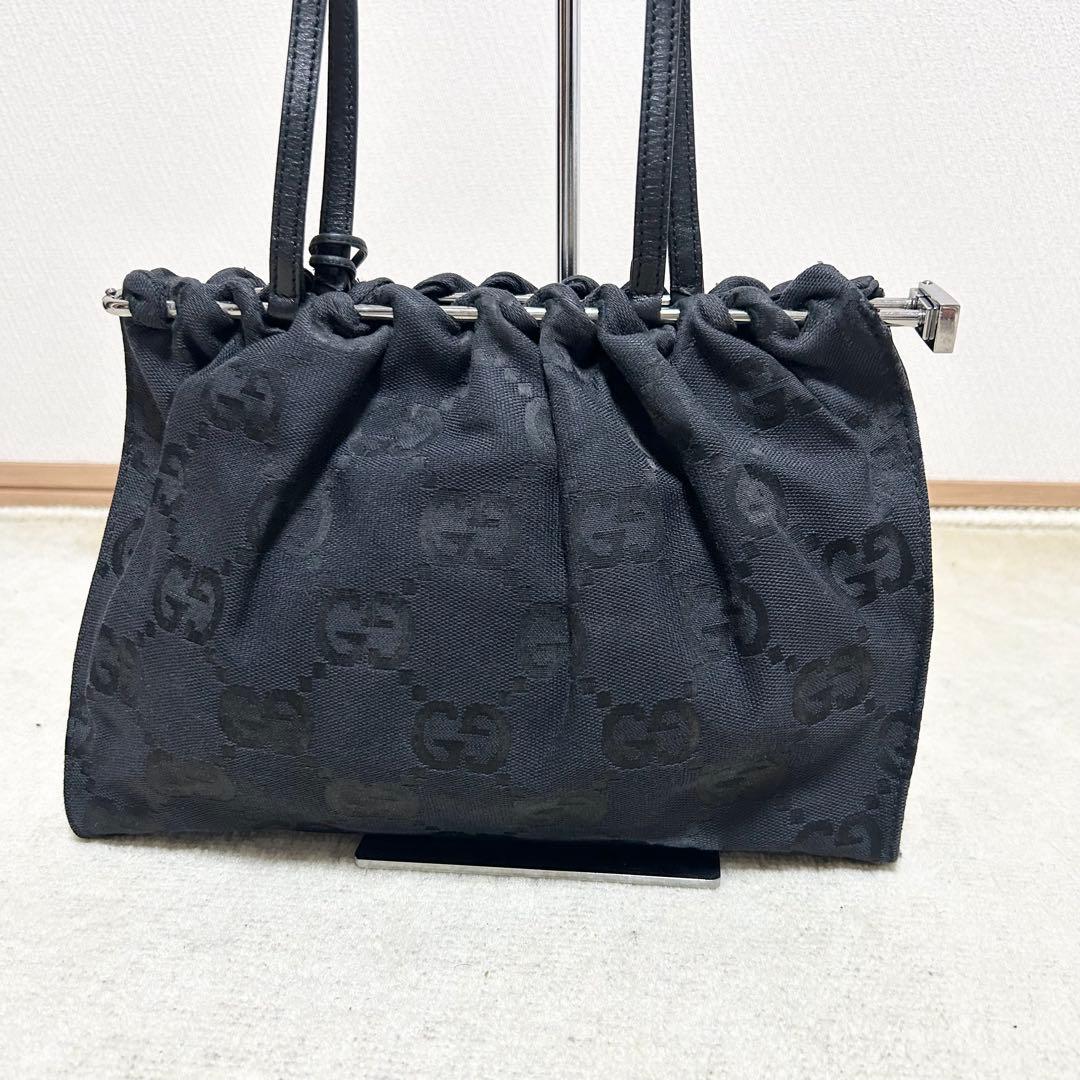 希少　グッチ　GUCCI ハンドバッグ　アクセサリーポーチ　ジャンボGG 黒