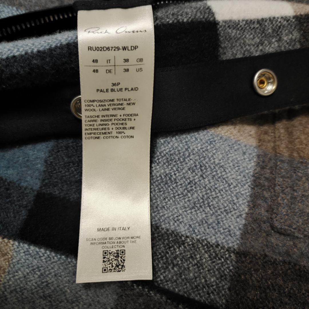 ジャケット・アウター Rick Owens OUTERSHIRT PALE BLUE PLAID