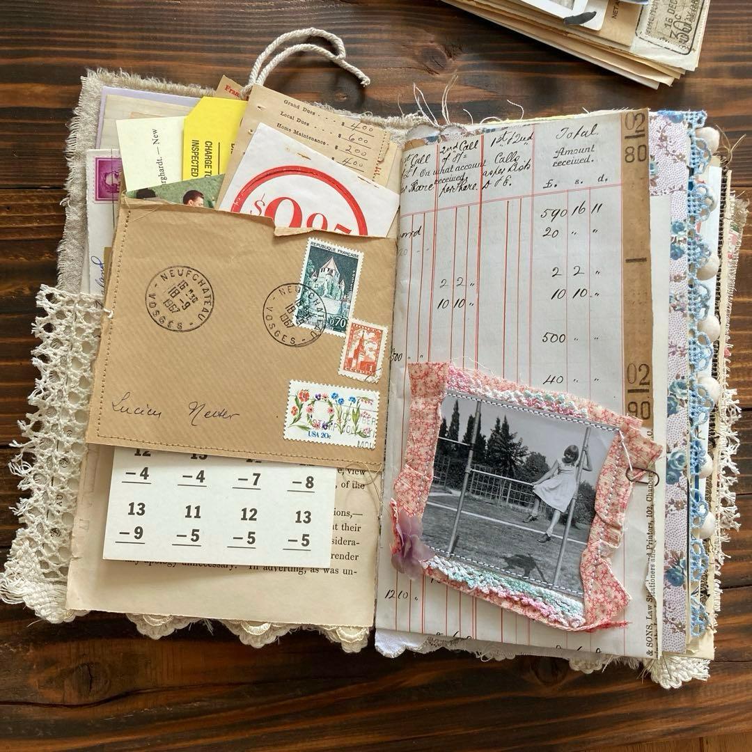 junk journal ジャンクジャーナル雑記帳　エフェメラセット付き