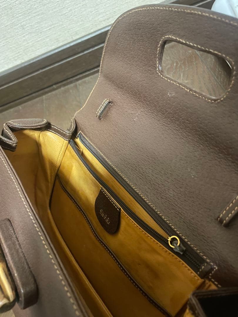 GUCCI グッチ バンブー ハンドバッグ ブラウン レザー 保存袋付き