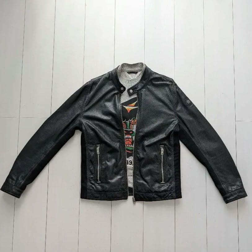 希少】DIESEL シープスキン パンチングレザージャケット M 黒 虎