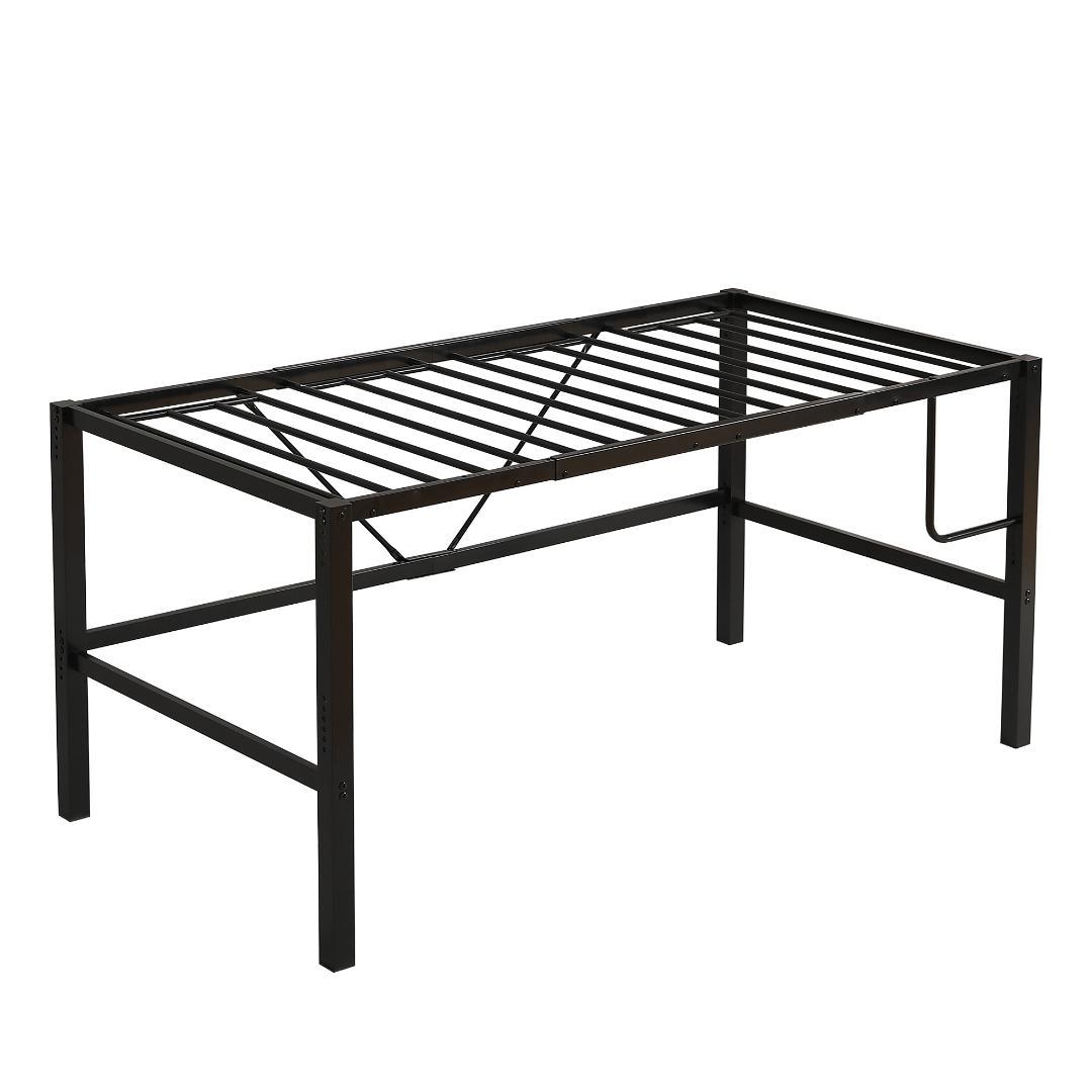 【ブラック】高さ90cmロフトベッド パイプベッド シングルベッド 高さ調整可能