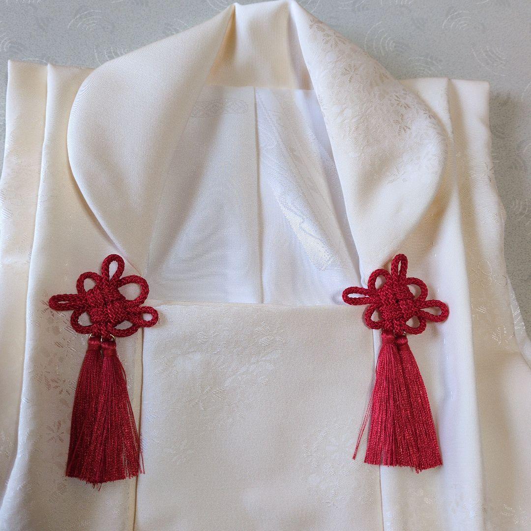 七五三３歳正絹手縫いの被布（花輪柄入り）中綿無し