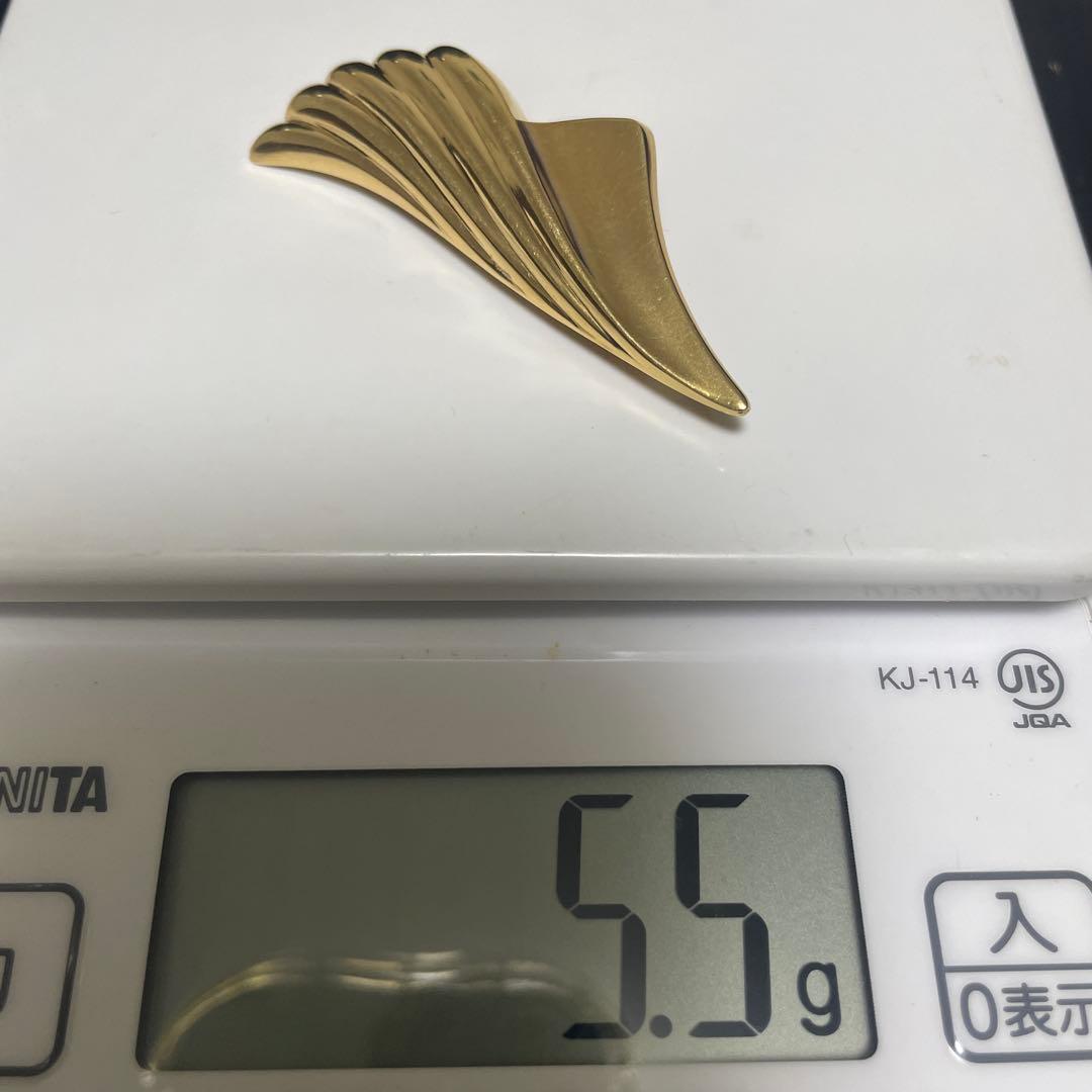 K18 ゴールド 18金 流線型羽ブローチ ペンダントヘッド レディース