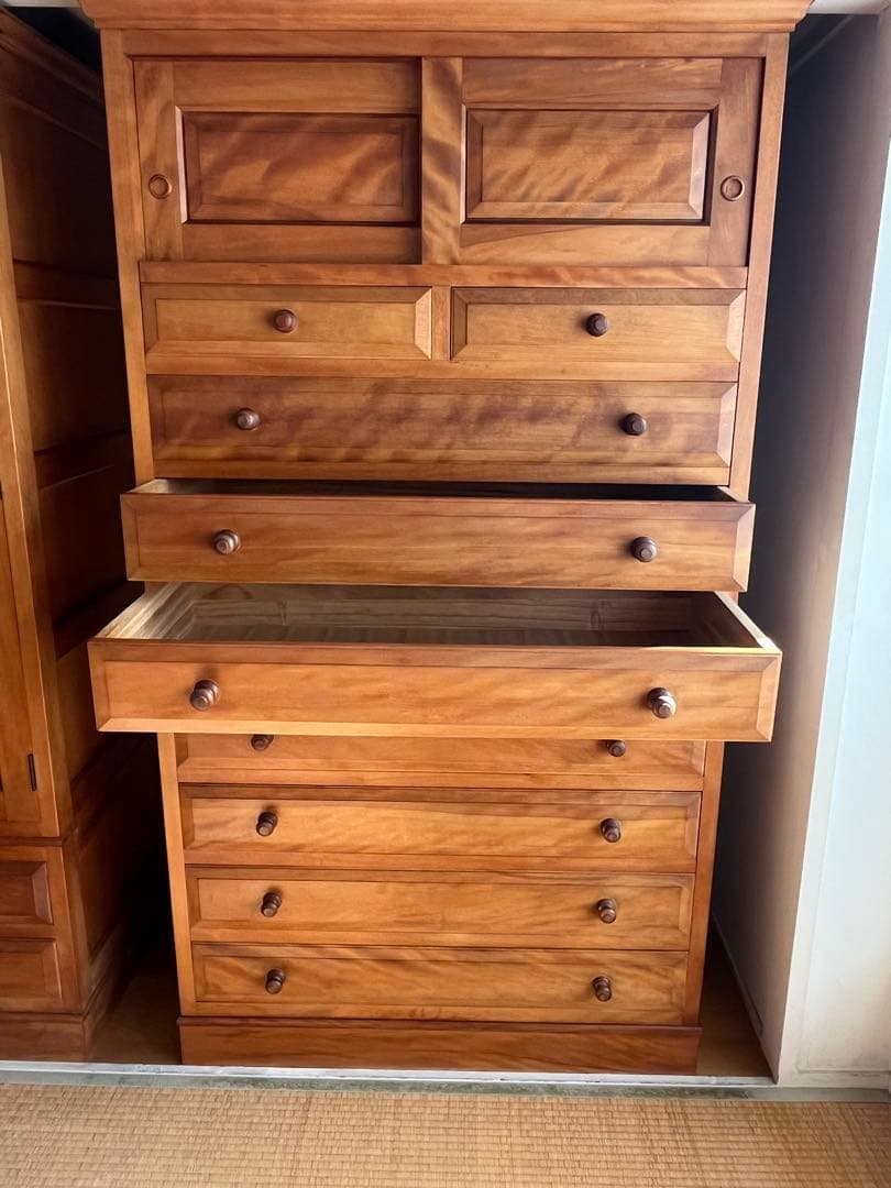 松本民藝系九州民藝家具 昇箪笥 みずめ桜無垢 三方桐