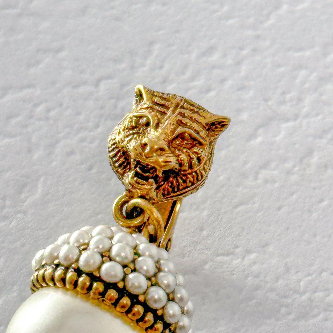 美品 GUCCI タイガーヘッド ゴールド イヤリング イヤークリップ グッチ