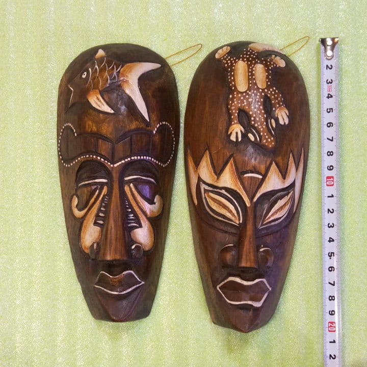 インドネシア お面 マスク 民族面 木彫り面 木製 木彫り 壁掛け 魔除け