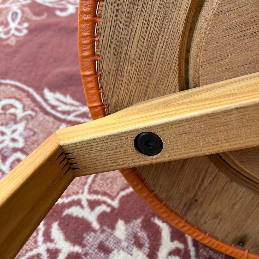 高品質◾️匠工芸 TAKUMI オレンジ座面 ラウンドスツール 丸椅子 丸イス