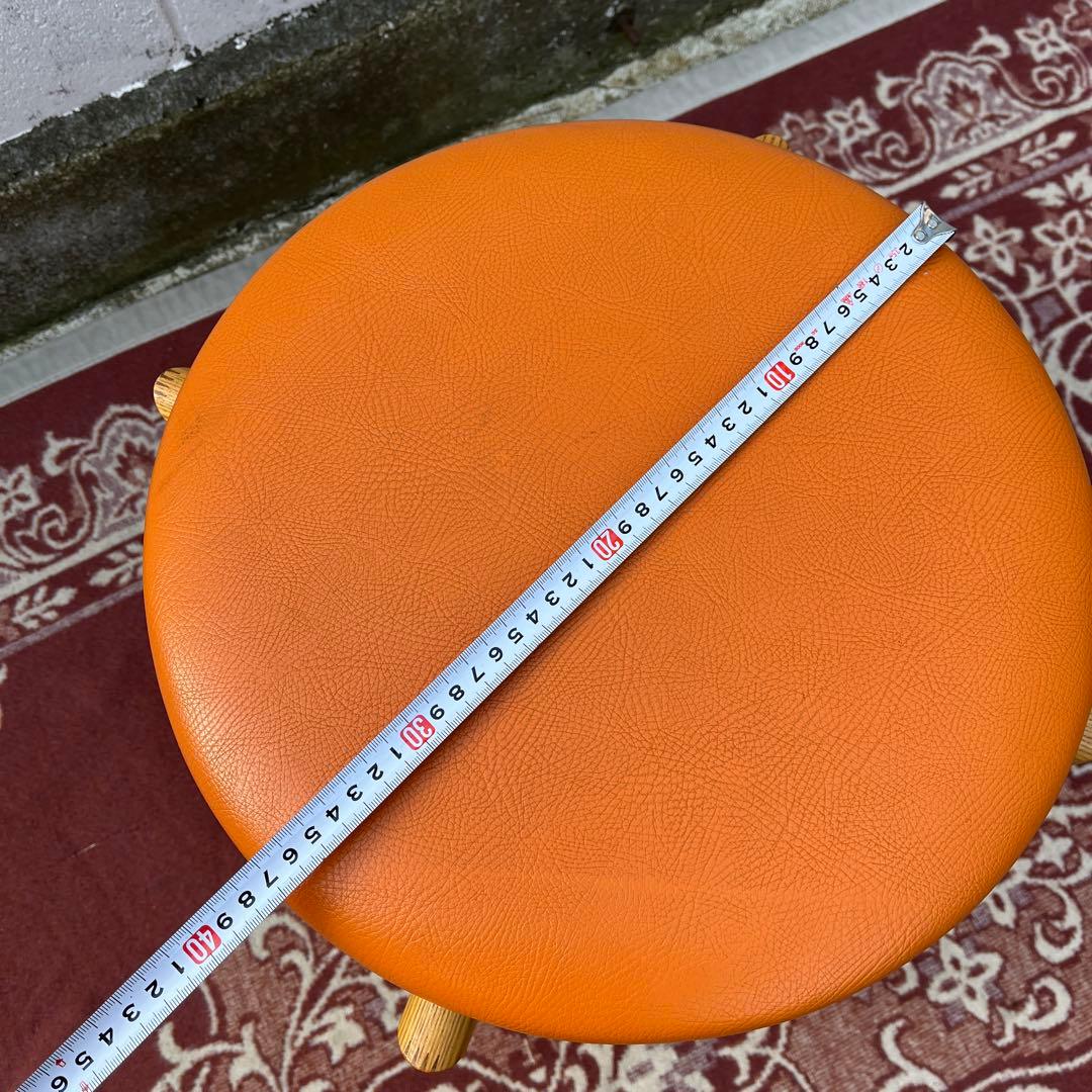 高品質◾️匠工芸 TAKUMI オレンジ座面 ラウンドスツール 丸椅子 丸イス