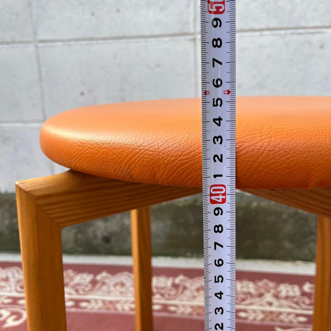 高品質◾️匠工芸 TAKUMI オレンジ座面 ラウンドスツール 丸椅子 丸イス