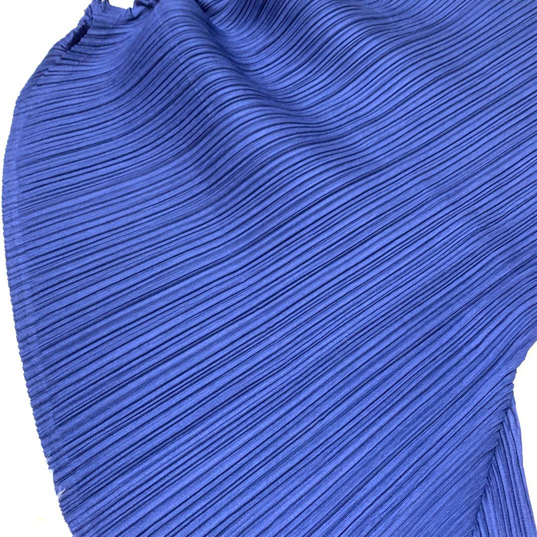 プリーツプリーズ サルエルパンツ 横プリーツ 切り替え 変形 S 青