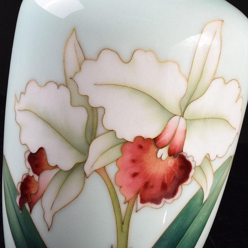 七宝焼 安藤七宝店 花文 花瓶 唐木台 時代箱付 M R9165