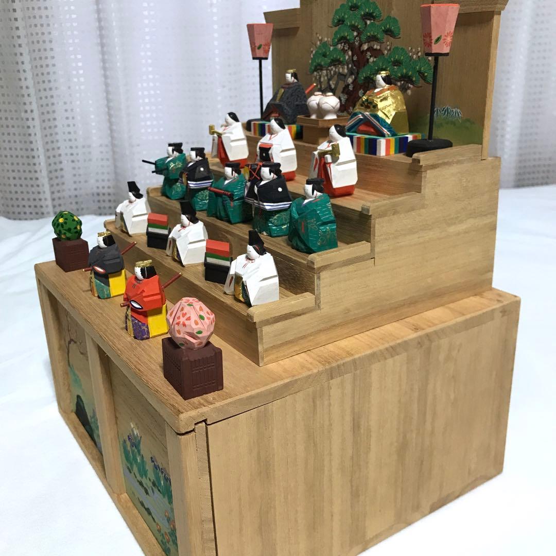 美品・レア物】奈良一刀彫 ひな壇 雛人形15人揃 神泉作 - メルカリ