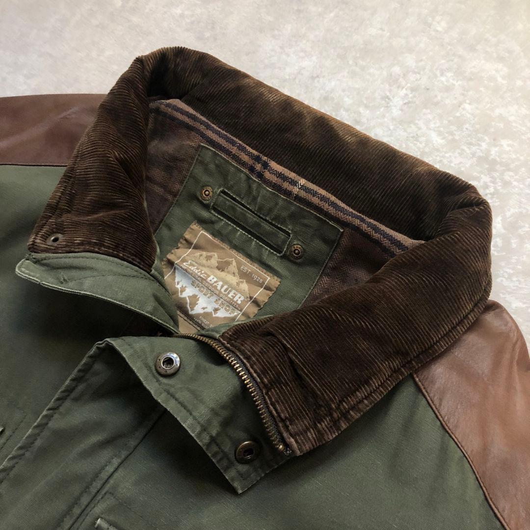 90〜00sヴィンテージエディーバウアーハンティングジャケット切り替えレザー