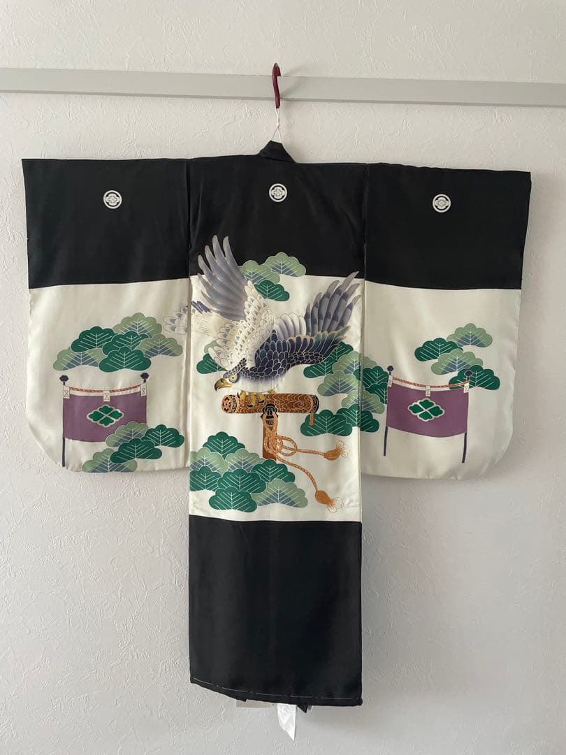 美品　七五三　3歳　正絹お着物セット　総絞りの被布　ブラックブーツコーデ