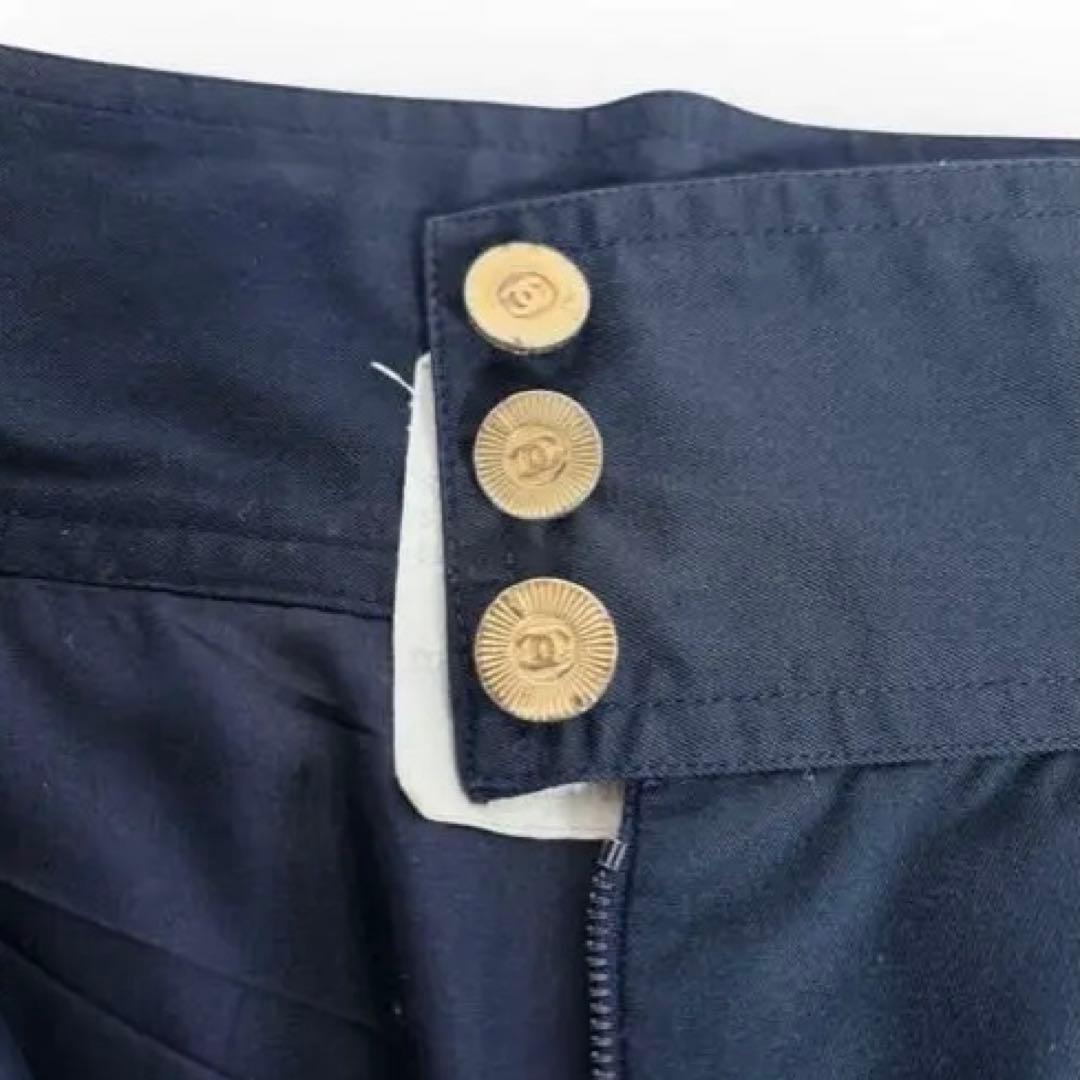 CHANEL シャネル　スカート　金ボタン　ココマーク　ネイビー