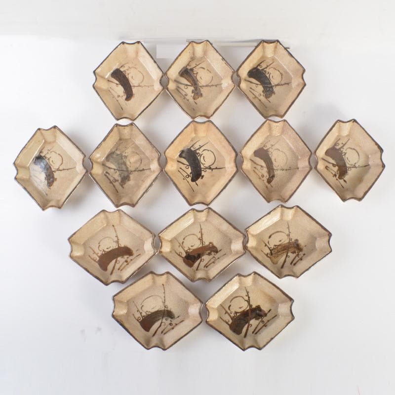 瀬戸焼　古瀬戸　鉄絵　梅花文　小皿　菱皿　銘々皿　十三客　C　6608Aぬ