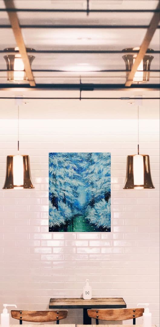 油絵 絵画 【冬の川】