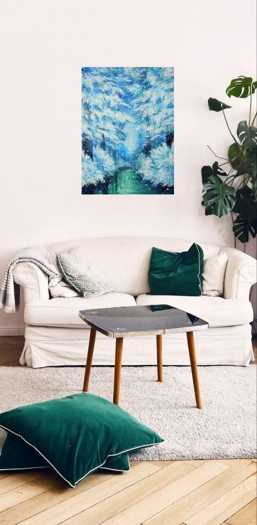 油絵 絵画 【冬の川】