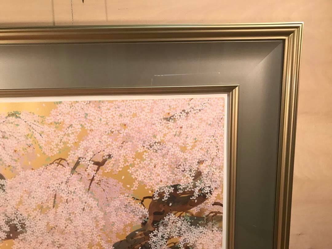 中島千波「春輝神田の大糸桜」シルクスクリーン直筆サイン・落款・作品