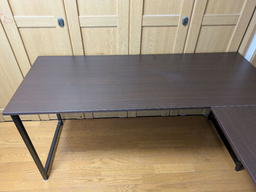 【引取限定】L字型デスク　ブラウン　サンワダイレクト　パソコン、コーナーデスク