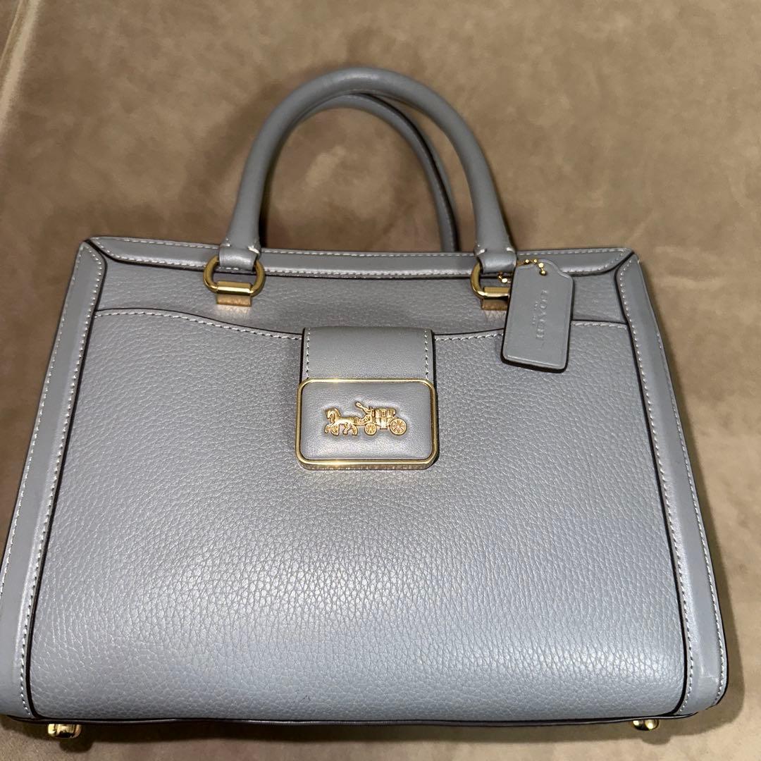 purin グレー レザー ショルダー・ハンドバッグ