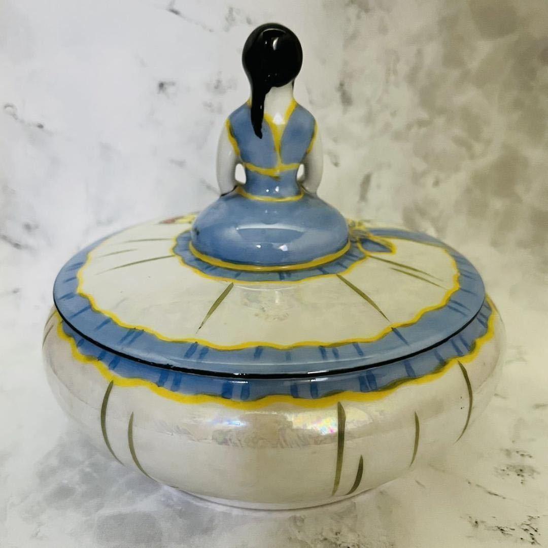 【オールドノリタケ/デコレディ/パウダーボックス】アールデコ/ラスター彩/ドール