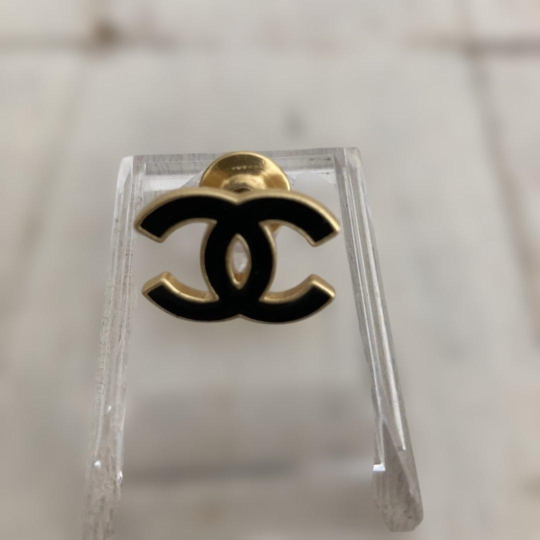 CHANEL シャネル ココマーク ピンブローチ 02A ブラック×ゴールド